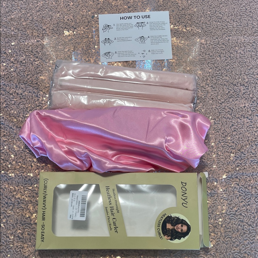 Donvu Heatless Hair Curler with Pink Satin Wrap